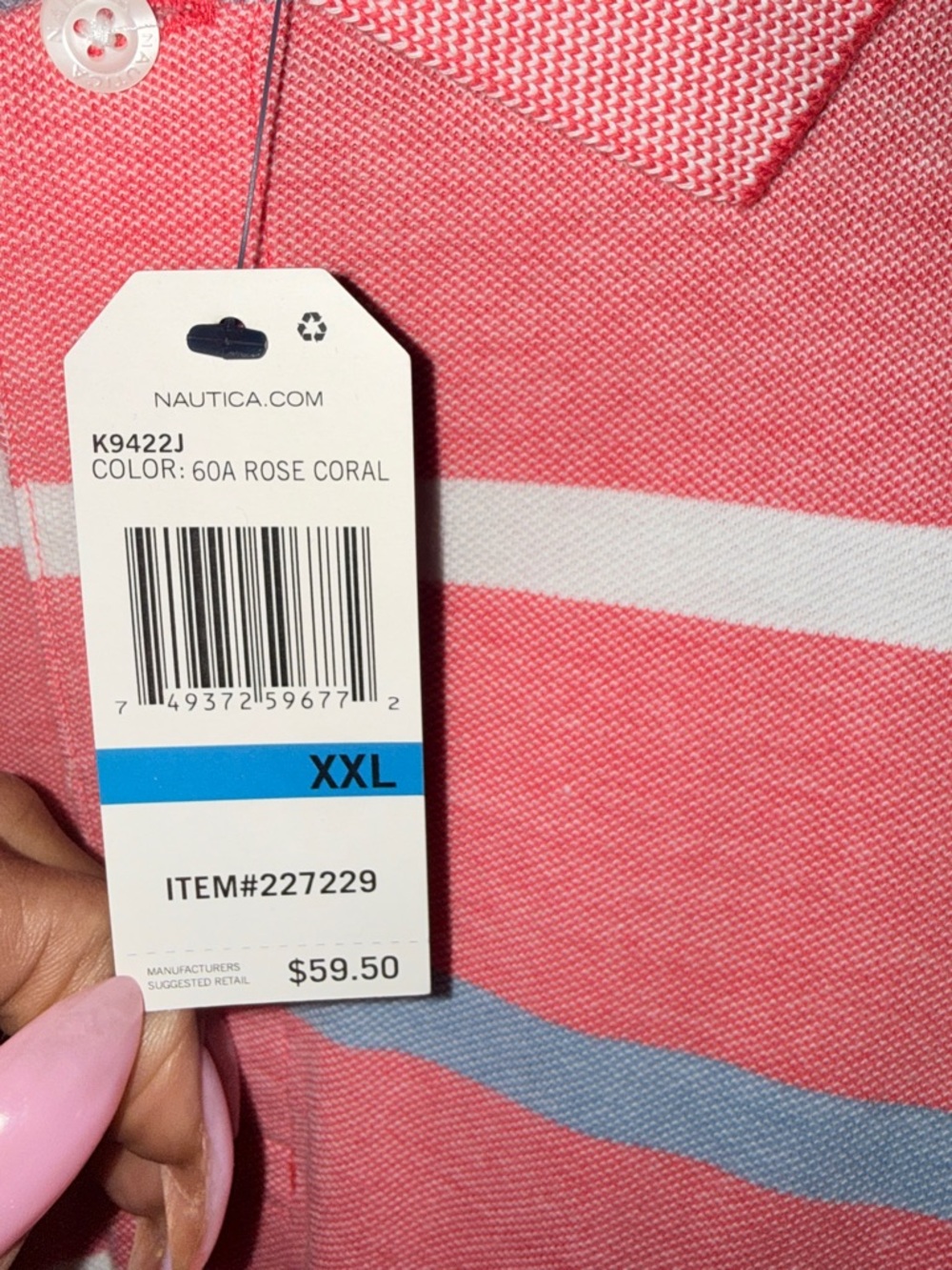 Nautica Pink Striped Polo XXL Casual Preppy Shirt - Picture 6 of 11